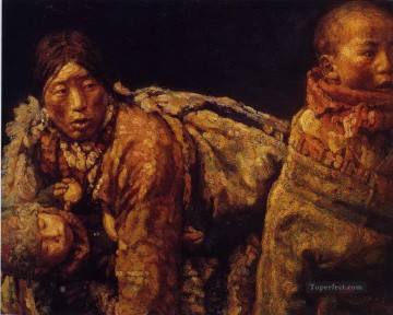 中国 Painting - 母と子の中国人チェン・イーフェイ